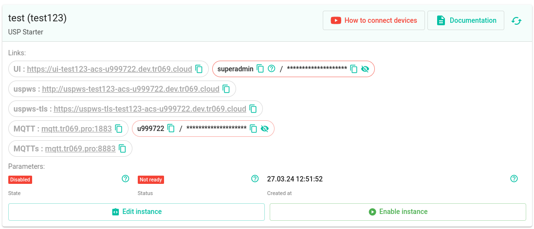 ACS instance in profile page